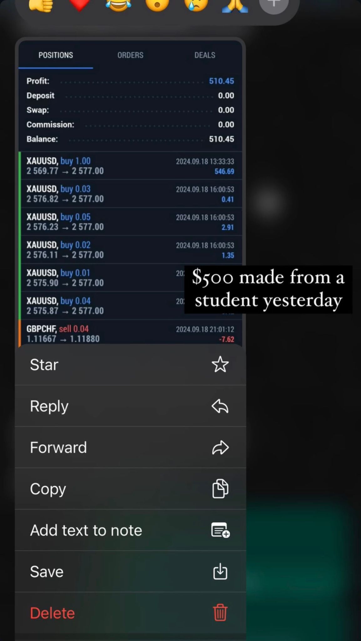 $500 gold trade